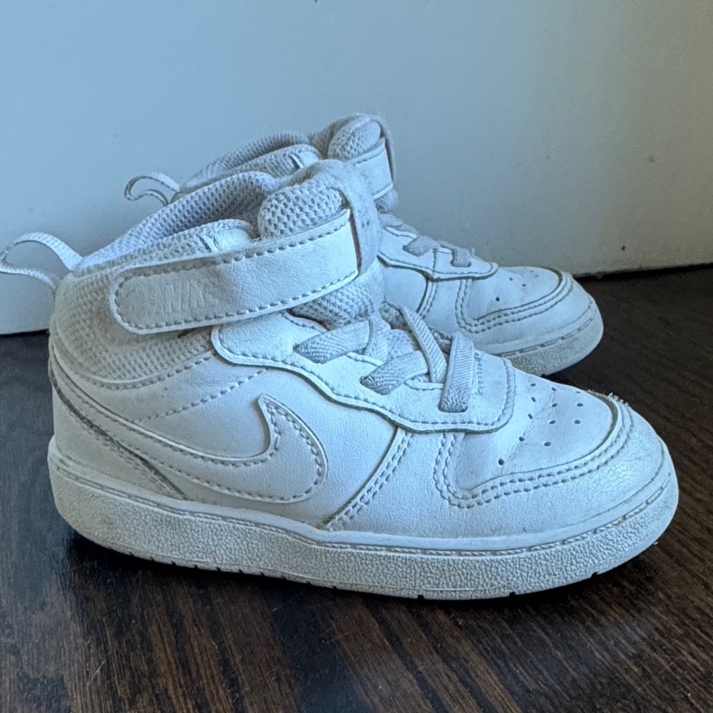 Nike Kids-White High-Top Sneakers
